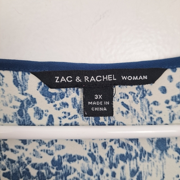 Zac & Rachel Bundle Of 2 Orange Blue Aztec Multicolor Flowy Boho Blouses Sz 3X - Picture 9 of 13